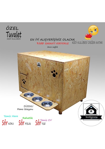 Kedigram Kedi Kulübesi Özel Kedi Tuvaleti 46 x 53 x 75 CM
