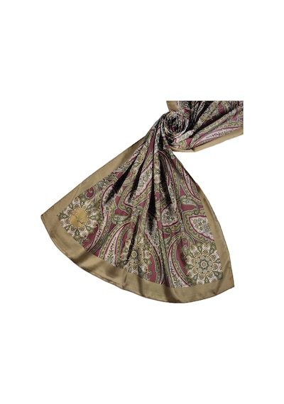 Mim Eşarp Sina İpek Etnik Desenli Jan Jan Şal 75x190 Cm Gold - Kahve