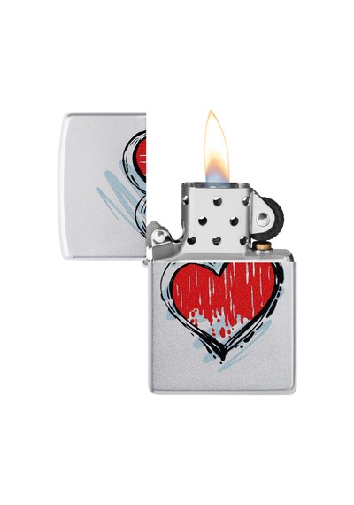 Zippo Heart Dizayn Çakmak Gri