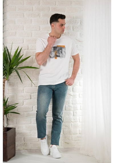 Regular Fit Pamuklu Baskı Detaylı Erkekyazlık T-shirt 001