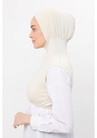 Altobeh Sıfır Kollu Boyunluklu Boneli Yarım Body Krem Çok Renkli