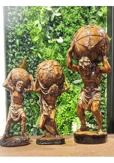 3'lü Atlas Dünyayı Sırtında Taşıyan Adam Biblo Dekoratif Obje