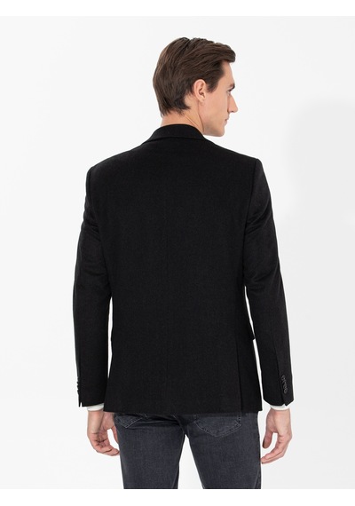 Cacharel Siyah Slim Fit Kaşmir Ceket