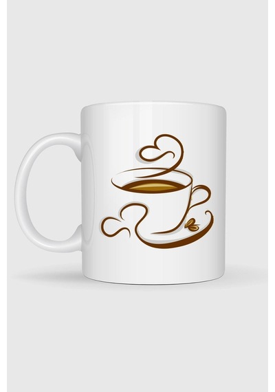 Kahve Cappuccino Espresso Çay Kafe Tasarımlı Kupa Bardak Beyaz