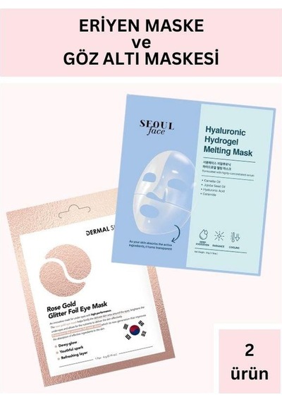 Dermal Hiyalüronik Asit İçerikli Şeffaflaşan Eriyen Maske 34 Gr Ve Rose Gold Göz Altı Maskesi 4 Gr Seti