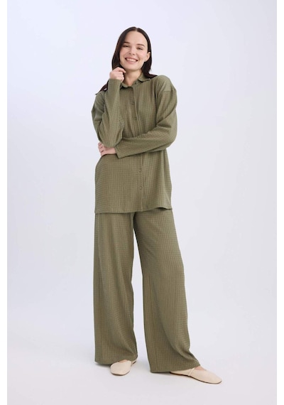DeFacto Bürümcük Pantolon Straight Fit Beli Lastikli Basic Düz Geniş Bol Paça D7522AX24AUKH82