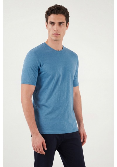 Buratti Bisiklet Yaka % 100 Pamuk Regular Fit Basic Erkek T Shirt 59020001 Mavi