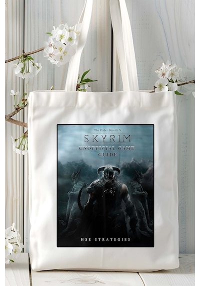 Art Hediye The Elder Scrolls Skyrim Oyun Baskılı Bez Çanta Omuz Çantası Kişiye Özel Model 5 Çok Renkli