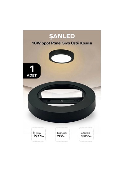 18w Spot Panel Siyah Sıva Üstü Kasası 1 Adet Diğer