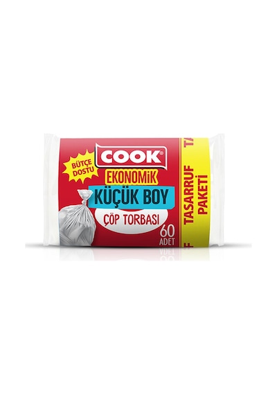 Cook Ekonomik Küçük Çöp Torbası Şeffaf 40 Cm X 47 Cm 60 Yaprak