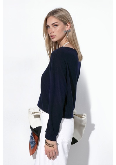 Hiccup Busem Kadın Bisiklet Yaka Polar Sweatshirt Siyah