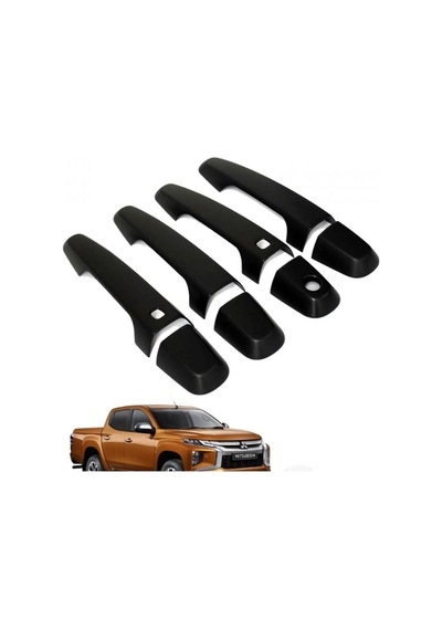 Mitsubishi L200 Kapı Kolu Kaplaması 2019+ Uyumlu Mat Siyah İthal Abs