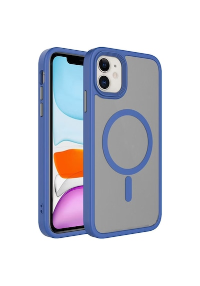 Apple Uyumlu iPhone 12 Kılıf Mat Arka Yüzey Wireless Şarj Özellikli Zore Flet M-safe Kapak Lacivert