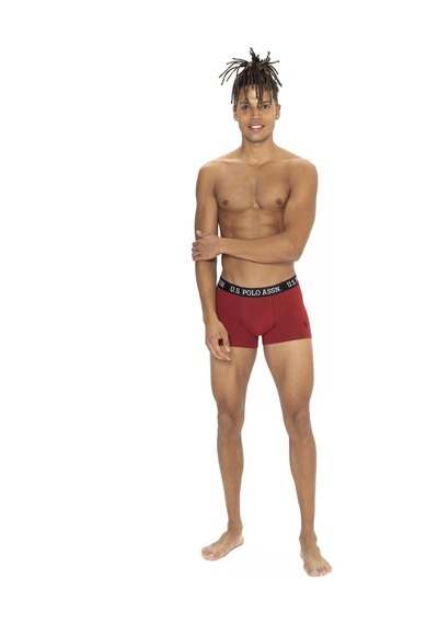 U.s. Polo Assn. Erkek Siyah - Bordo - Baskılı 3 Lü Boxer Siyah - Bordo - Baskılı