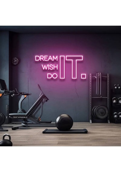 Neon Led Tabela Dream It Wish It Do It Duvar Dekorasyon Renkli