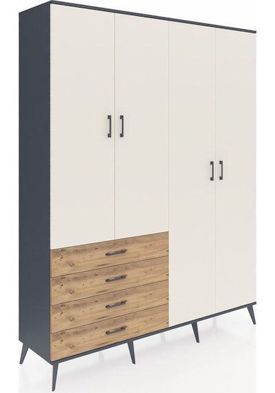 Hyperion Gardrop 6 Raflı 4 Çekmeceli Tek Askılı 176x44x221 Antrasit-aytaşı/çam Aytaşı/çam Hyperion Gardrop 6 Raflı 4 Çekmeceli Tek Askılı 176x44x221 Antrasit-aytaşı/çam Aytaşı/çam