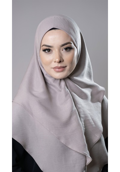 Hürrem Bone Taş Pratik Hazır Geçmeli Tesettür Eşarp Pamuk Caz Kumaş Çift Katlı Düz Hijab 2303 46