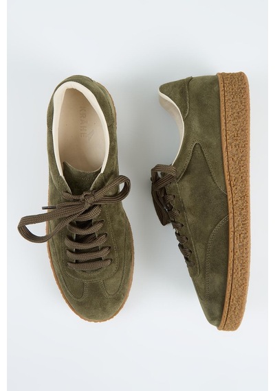 Krahe Palminteri Erkek Hakiki Deri Bağcıklı Haki Sneakers