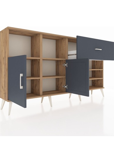 Arges Konsol 6 Raflı Tek Çekmeceli 2 Kapaklı 176x30x99 Çam-antrasit Antrasıt - Atlas Çam Arges Konsol 6 Raflı Tek Çekmeceli 2 Kapaklı 176x30x99 Çam-antrasit Antrasıt - Atlas Çam