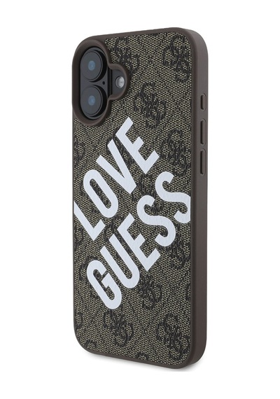 Apple Uyumlu iPhone 16 Kılıf Guess Lisanslı Bi Love Guess Kapak Kahverengi