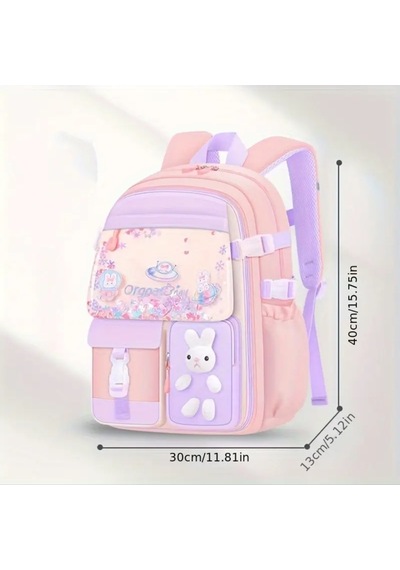 Relaxion 2175-1460 İthal Kore Tarzı Unisex Çocuk İlkokul Sırt Çantası Pudra