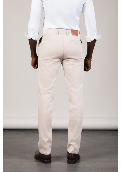 Notra Regular Fit Pamuklu Dokulu Klasik Yazlık Gabardin Pantolon Açık Krem