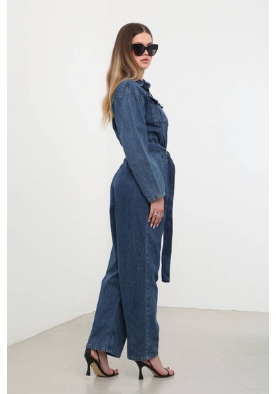 Kadın Oversize Jean Tulum Koyu Mavi 001