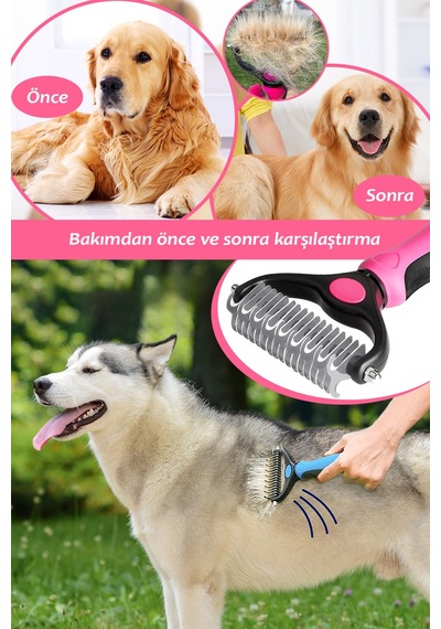 Mucit Home Metal Uçlu Köpek Kedi Uzun Tüy Bakım Tarağı Tüy Topak Kıtık Açıcı Tarak 1 Adet