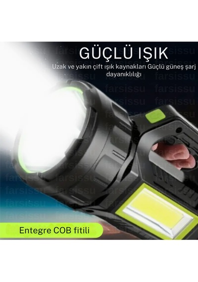 Gk-t95 5 Adet 30w Uzun Menzilli Solar Panelli Powerbank Usb Çıkış S.o.s Lu Ultra Güçlü Ledli Şarjlı Feneri Siyah