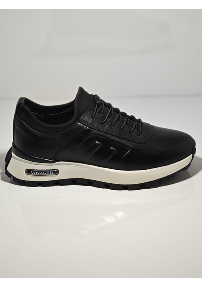 Voyager M294-1 Siyah Erkek Günlük Deri Comfort Casual Ayakkabı Siyah