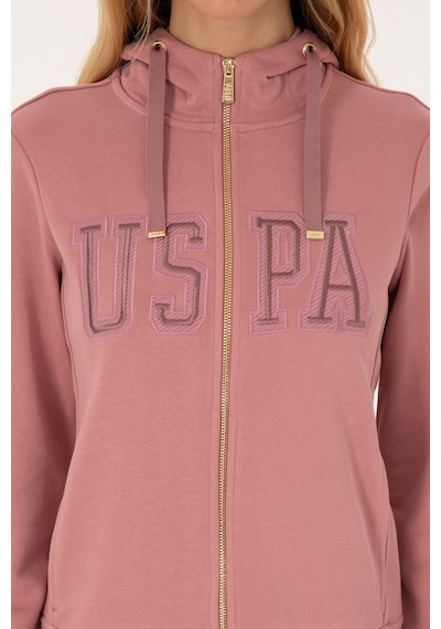 U.S. Polo Assn. Kadın Gül Kurusu Fermuarlı Kapüşonlu Basic Sweatshirt 50307769-VR221 U.S. Polo Assn. Kadın Gül Kurusu Fermuarlı Kapüşonlu Basic Sweatshirt 50307769-VR221
