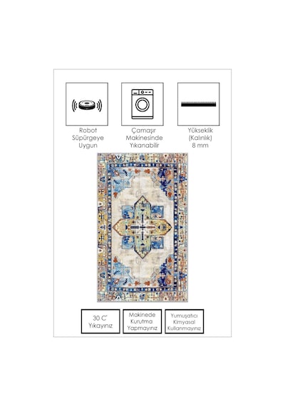 West Home Dijital Baskı Yıkanabilir Kaymaz Taban Mutfak Halısı Salon Halısı Ve Yolluk Wh 536 Multy