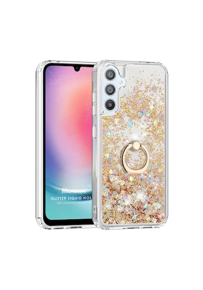 Microsonic Samsung Galaxy Uyumlu A25 Kılıf Glitter Liquid Holder Gold -
