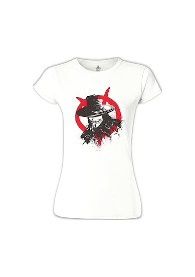 V For Vendetta - Rebel Beyaz Kadın Tshirt 001