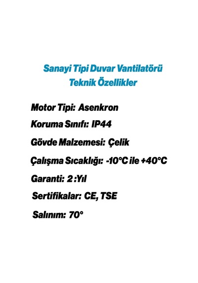 Ayrex Sanayi Tipi 65 Cm 190 W Duvar Vantilatörü Endüstriyel Geniş Sessiz Duvara Monte Fan