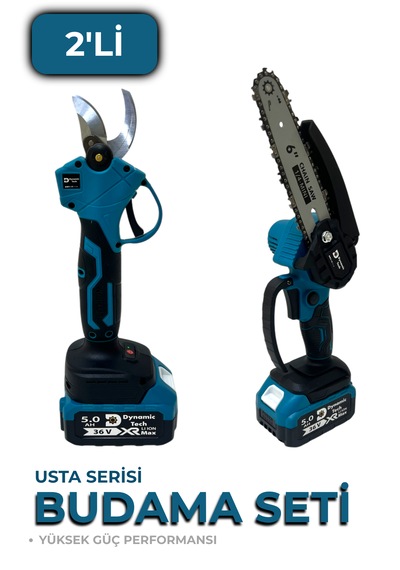 Profesyonel Çift Akülü Dal Budama Makası & Testeresi 2 Li Set