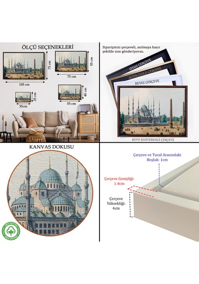 Ahşap Çerçeveli Sultan Ahmet Cami Osmanlı Dönemi Tablosu-7032
