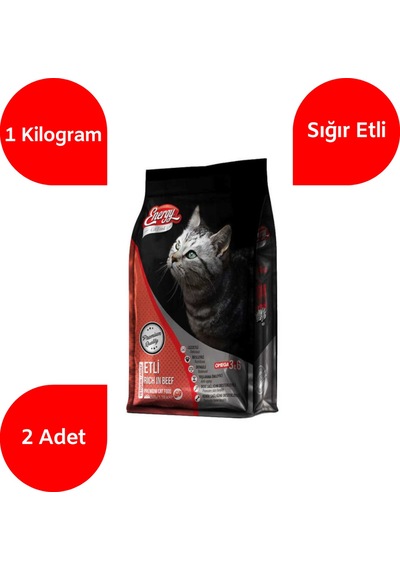 Energy Sığır Etli Yetişkin Kedi Maması 2 x 1 KG