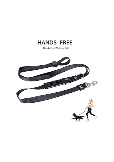 Swissplus Urban Paws Noir Black Hands-free Ayarlanabilir Köpek Kordonu 25mm Siyah