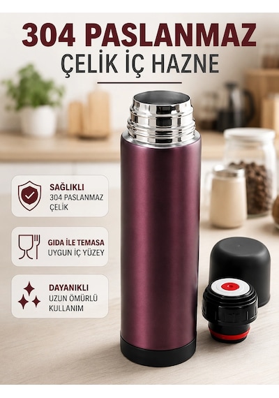 Paslanmaz Çelik Seyahat Termosu Tek Tuşlu Vakumlu Kahve Ve Çay Termosu Çok Renkli