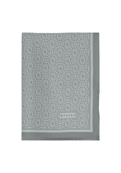 Vakko Twill İpek Şal - Helezon Monogram - Gri Füme