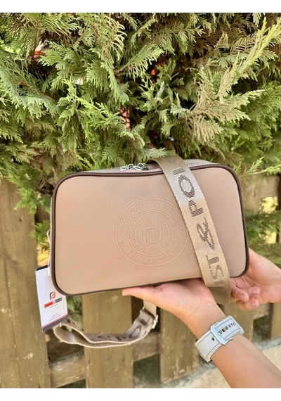 Just Polo Kadın Lakost Ayarlanabilir Askılı Çapraz Omuz Çantası Ve Cüzdanı Kombin Shoulder Bag Kum - Kahverengi