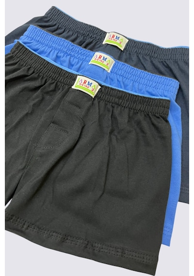 Arma Yıldız Karışık Renkli Erkek Çocuk Havlu Bel Boxer 3'lü Paket %100 Pamuklu Çok Renkli
