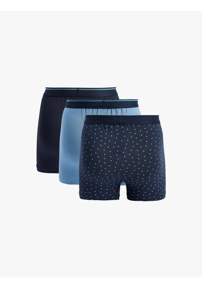 Koton Pamuklu Puantiyeli 3'lü Boxer Seti Lacivert Desenli 6slm90012mk