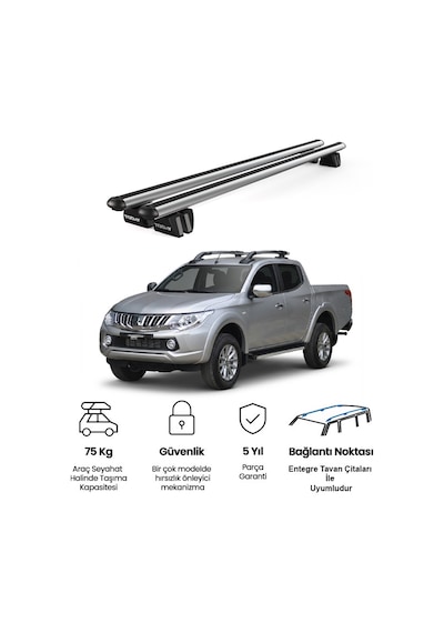 Pençe Mitsubishi L200 Ara Atkı 2015-2023 Uyumlu Gri Ara Atkı Port Bagaj Tavan Barı