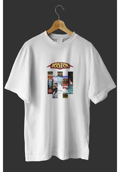 Noıssey -wed Boston Tasarım Baskılı Oversize T-shirt Tişört Beyaz