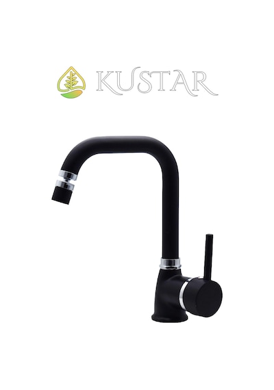 Kustar Varna Siyah  360 Oynar Başlıklı Aç Kapa Sıcak Soğuk Banyo Lavabo Bataryas