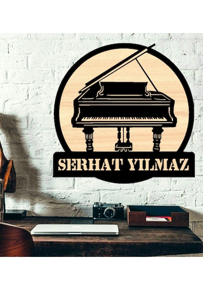 Kişiye Özel Piyano Piyanist Ahşap Duvar Tablo
