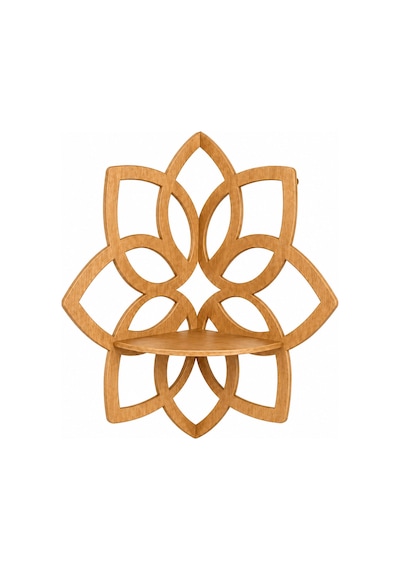 Lotus Çiçeği Köşe Duvar Rafı Kahverengi