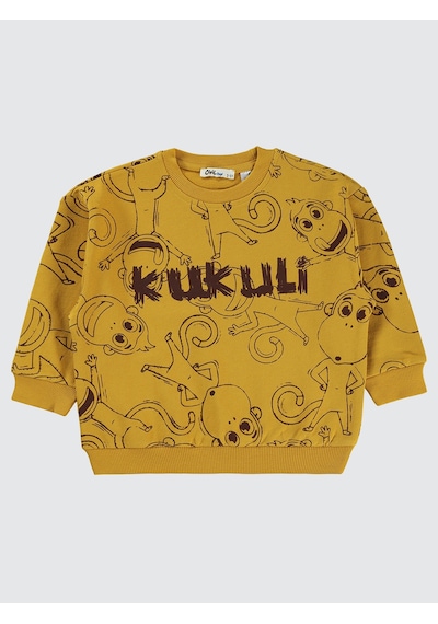 Kukuli Erkek Çocuk Sweatshirt 2-5 Yaş Hardal Hardal